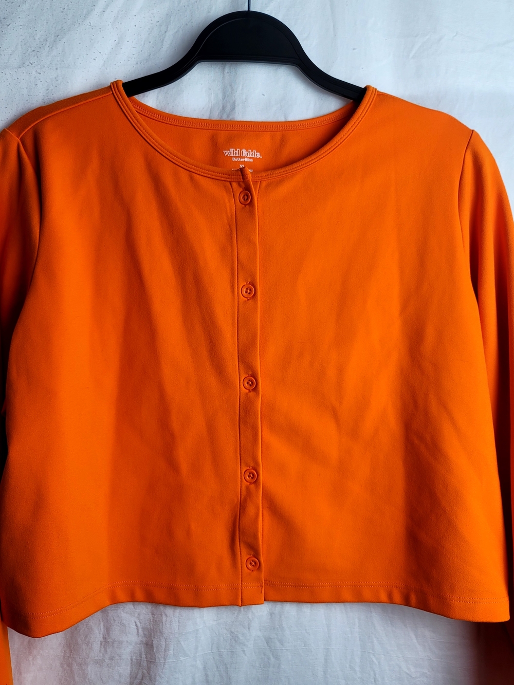 wild fable Orange Button-Front Long-Sleeve Crop Top - Picture 4 of 7